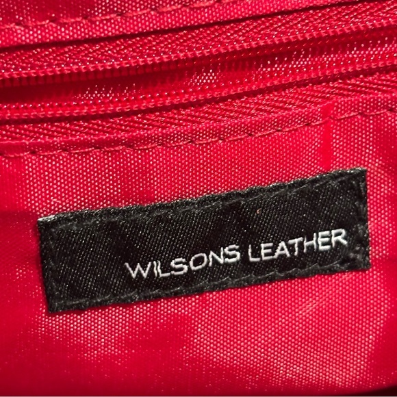 WILSON LEATHER Red Leather Handbag Shoulder Bag Zipper Magnetic Closure Purse - Picture 8 of 9